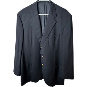 Faconnable Blazer Men 48‎ Navy Blue Wool Gold Crest Buttons Italy Tailleur